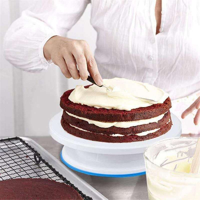 11 Inch Rotating Cake Turntable for Decorating - 6 Piece Cake Decorating Kit Includes 2 Icing Spatul