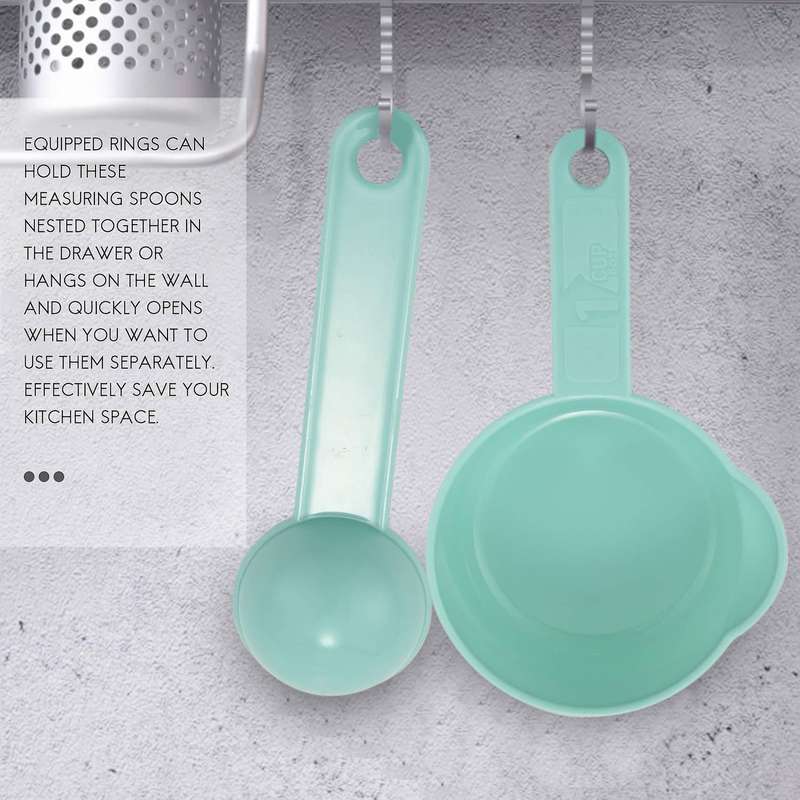 11 Pcs Measuring Cups and Spoons Set, Nesting Measuring Cup Set for Dry and Liquid Ingredient,plast