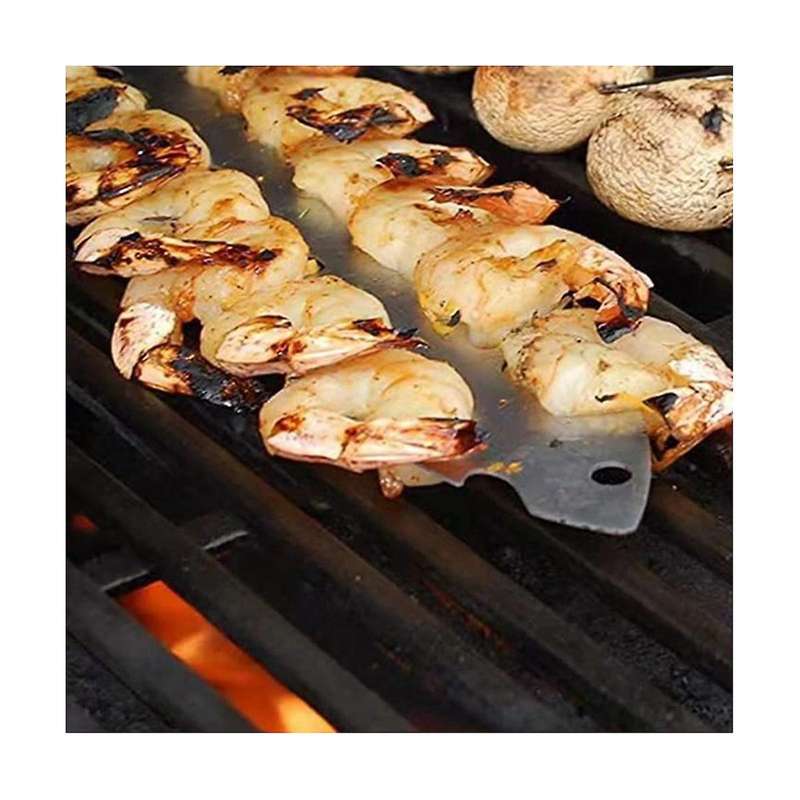 11.8 Inch Stainless Steel Barbecue Stick Reusable Fish Bone Shape Grilling Skewer Outdoor Campfire