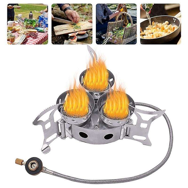 11000W Three-Core Stove Camping Gas Stoves High Power Furnace End Windproof 3 Heads Outdoor Wild Cam