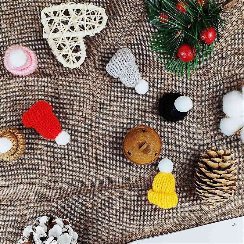 110PCS Mini Knitting Hats Christmas Mini Knitting Doll Hats Mini Wool Hat for Christmas Ornaments D