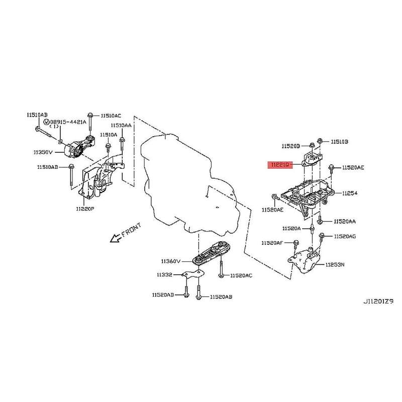11220-1kg0a Front Left Engine Mount Rubber for Juke Sentra 1.6l 1.8l 2011-2019 Engine Insulated Bra