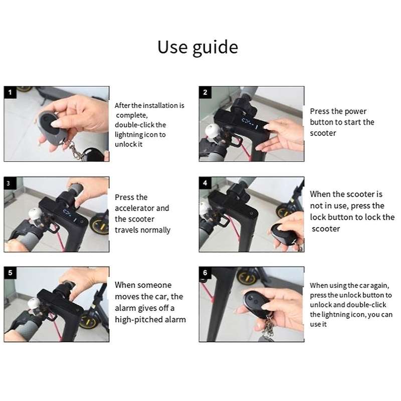 1150DB Loud Wireless Anti-Theft Vibration Electric Scooter Security Alarm Remote for MAX-G30 Scooter
