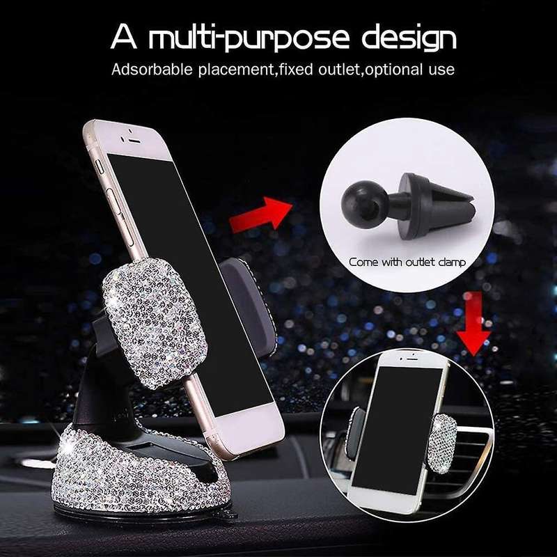 11PCS Car Phone Mount Bling Crystal Phone Holder Tire Valve Stem Caps Car Headrest Collars Rings Dua