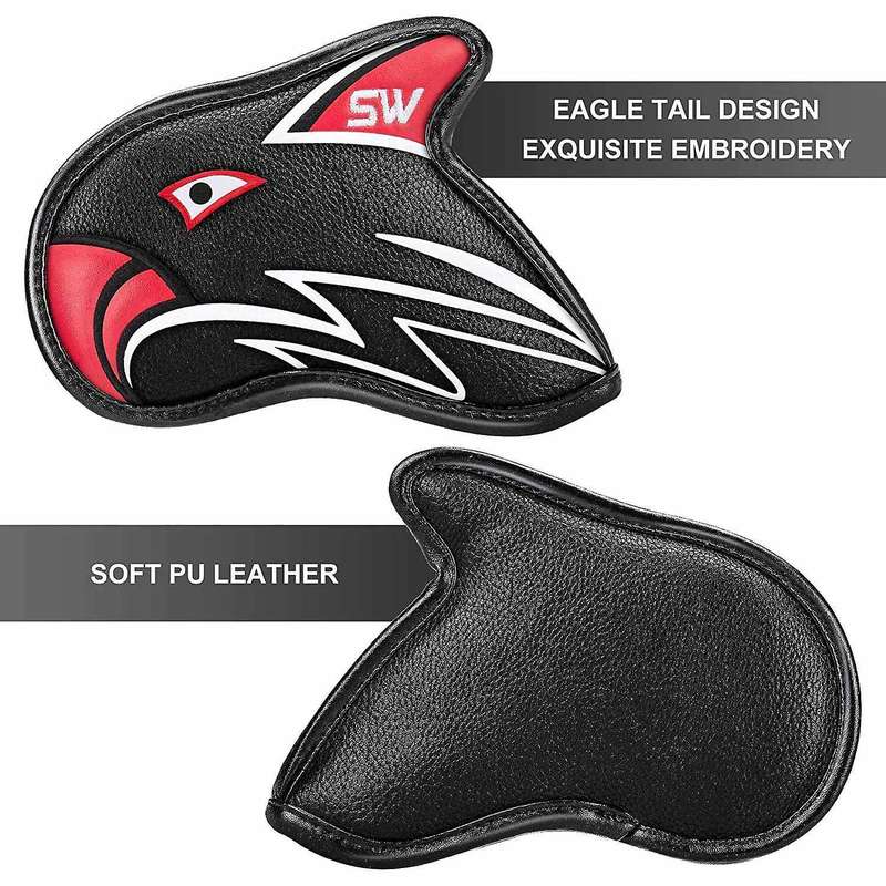 11Pcs/Lot Golf Head Covers for Irons Set Fit Most Clubs Wedge Classic Leather Water Resistant Durabl