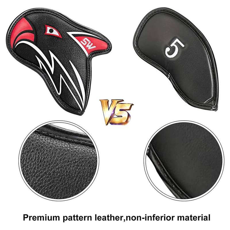 11Pcs/Lot Golf Head Covers for Irons Set Fit Most Clubs Wedge Classic Leather Water Resistant Durabl