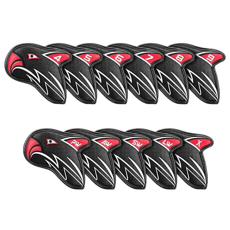 11Pcs/Lot Golf Head Covers for Irons Set Fit Most Clubs Wedge Classic Leather Water Resistant Durabl