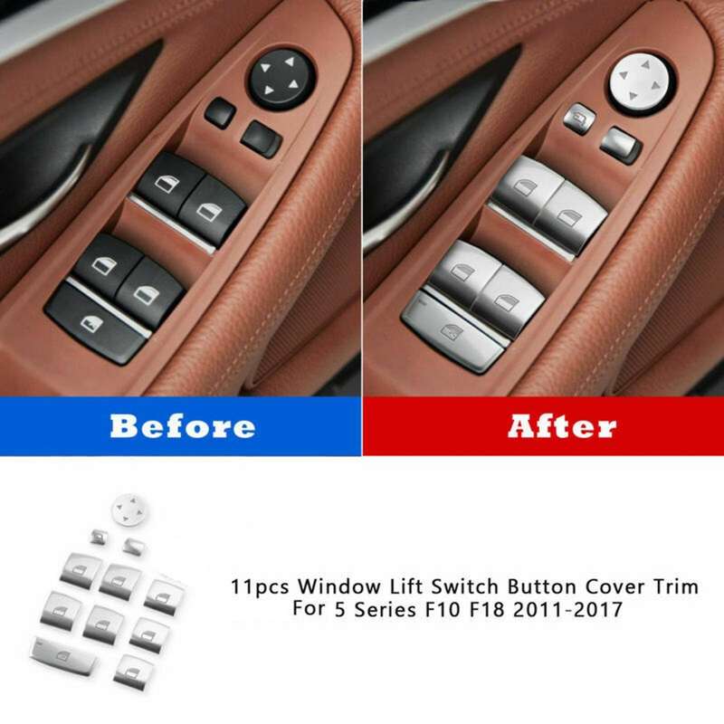 11Pcs Window Lift Switch Button Cover Trim for - 5 Series F10 F18 2011-2017