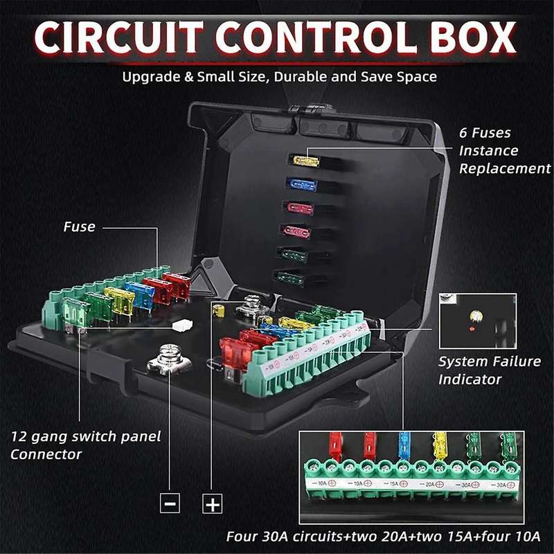 12 Gang Switch Panel Bluetooth RGB Switch Pod 12v Switch Panel for Car Truck Offroad RV Van SUV UTV