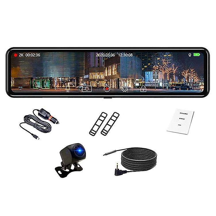12 Inch Car Dvr Streaming Media Rear View Mirror Full HD 2K+1080P Dash Cam Dual Lens Video Recorder
