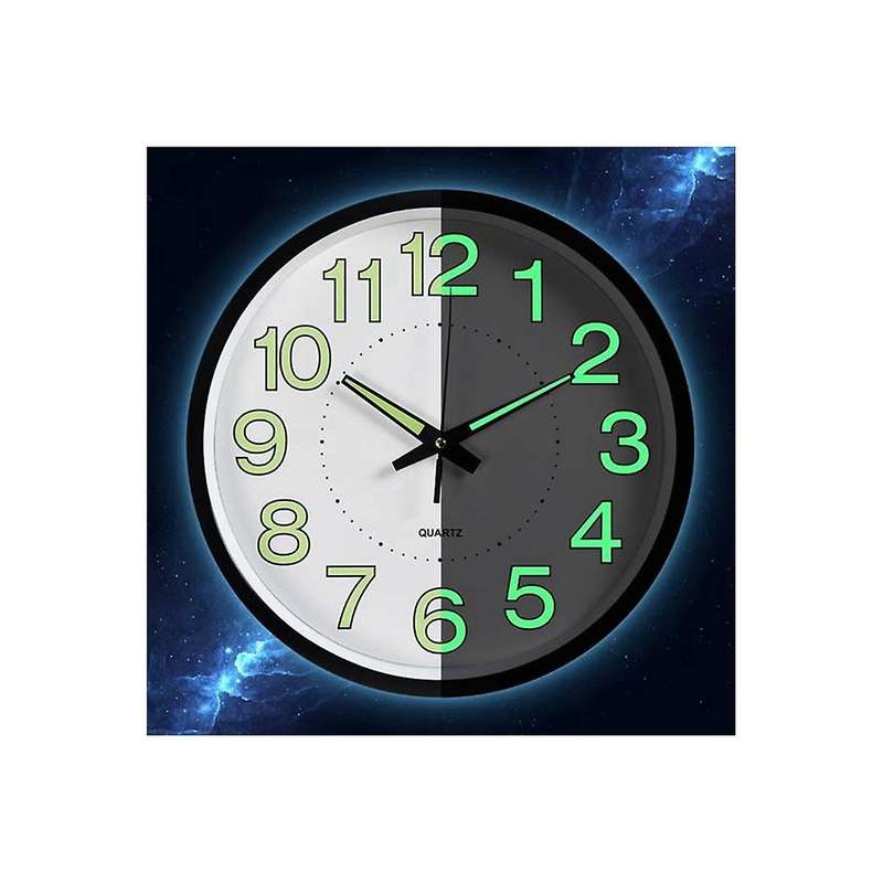 12 Inch / 30cm Luminous Wall Clock Silent with Night Light Glow In The Dark Round Clock, Living Roo