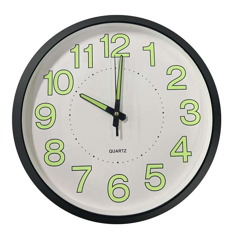 12 Inch / 30cm Luminous Wall Clock Silent with Night Light Glow In The Dark Round Clock, Living Roo