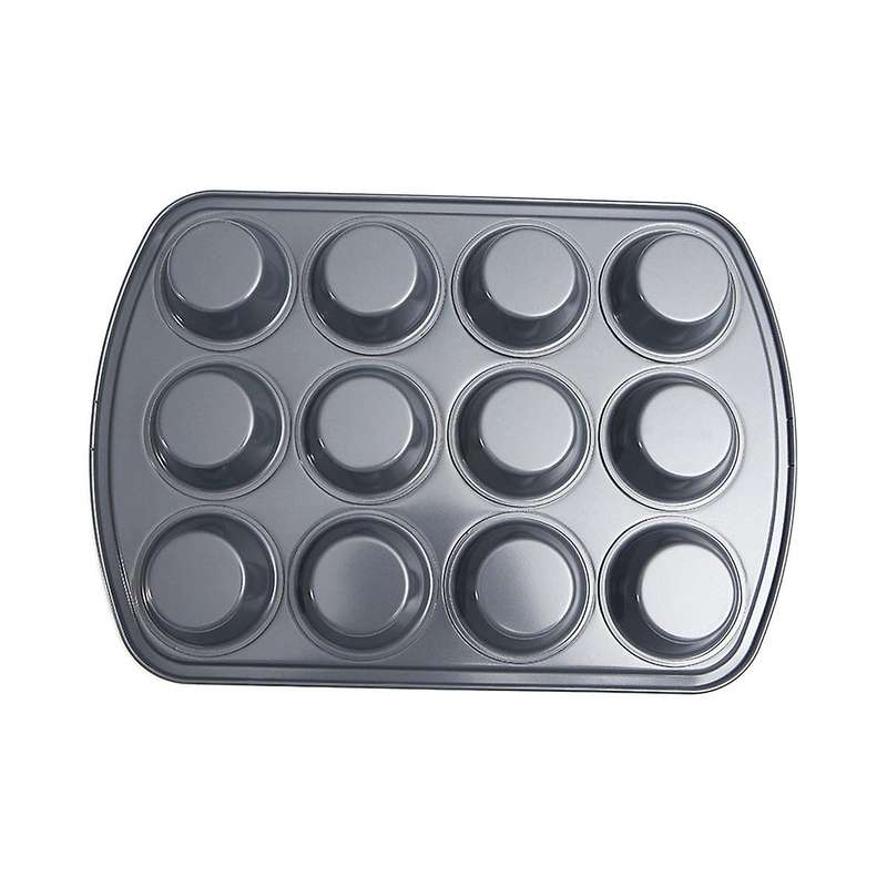 12 Holes Non-stick Round Cupcake Mold Pan Muffin Tray Carbon Steel Baking Pan Pudding Bakeware Bisc