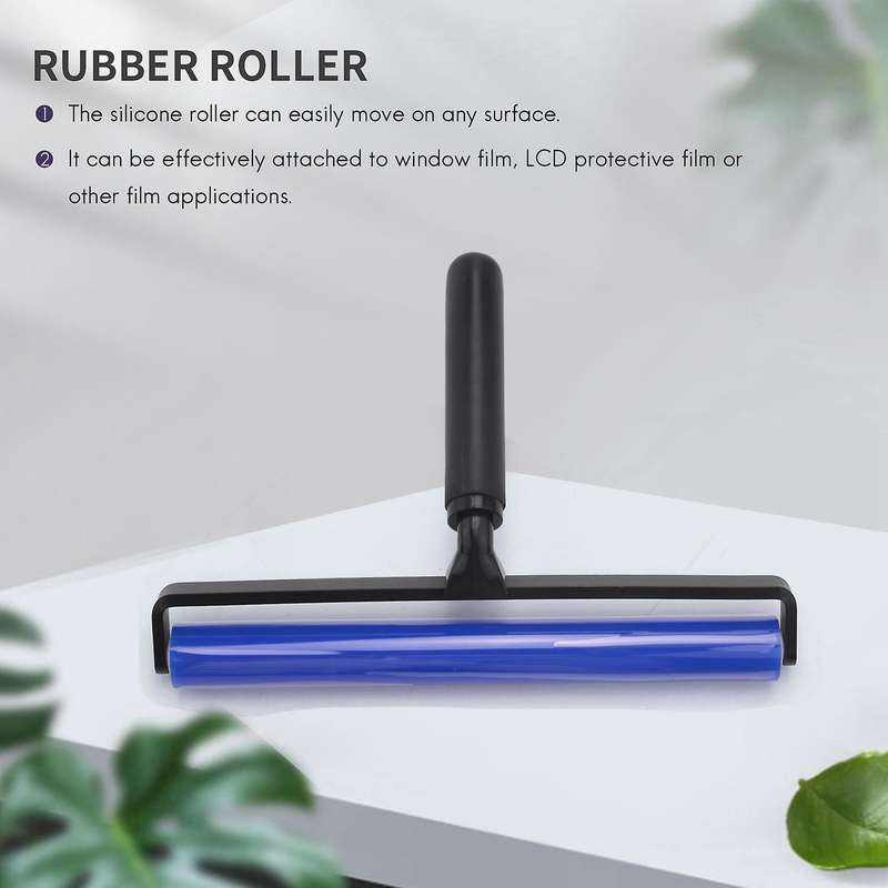 12 Inch Wide Glue Silicone Soft Rubber Pasting Roller Squeegee Rolling Wheel Anti-Static Sticky Dead