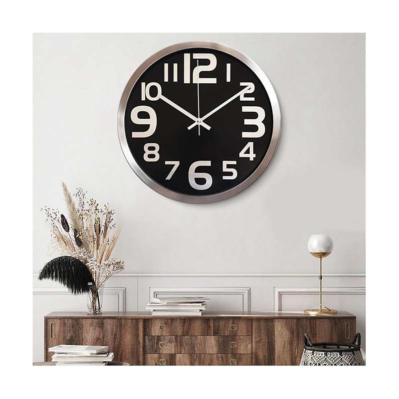 12 Inch Metal Modern Wall Clock Battery Operated Wall Clock Decoration for Bedroom, Office, Kitchen