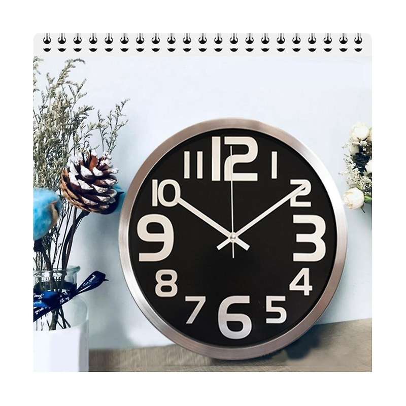 12 Inch Metal Modern Wall Clock Battery Operated Wall Clock Decoration for Bedroom, Office, Kitchen