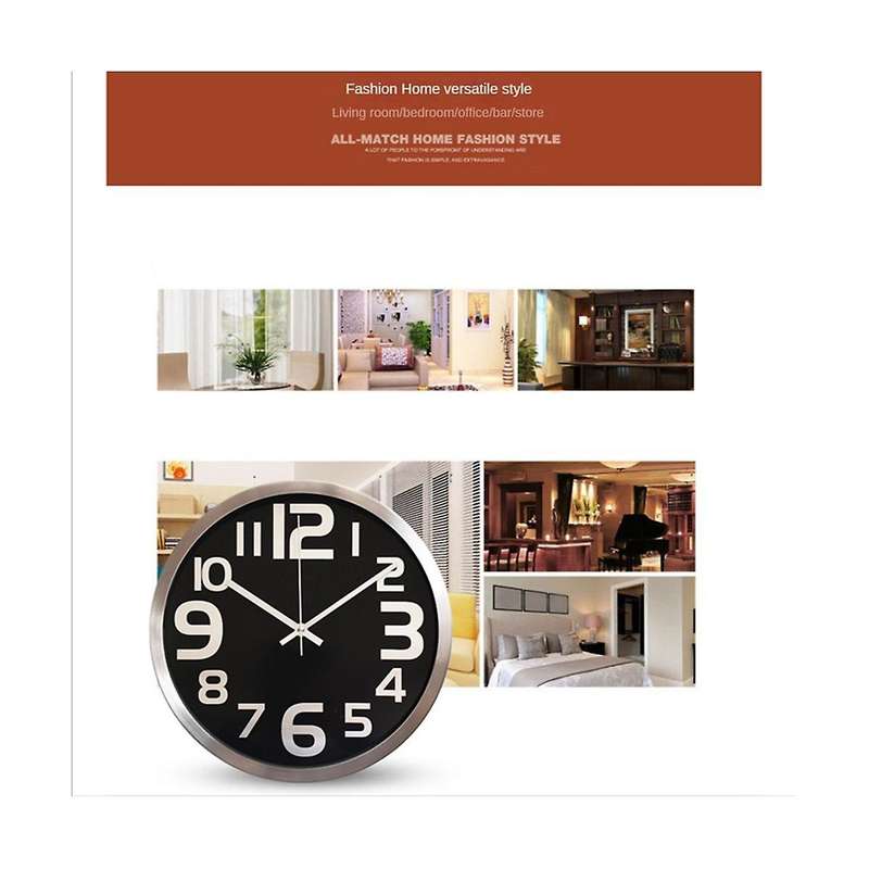 12 Inch Metal Modern Wall Clock Battery Operated Wall Clock Decoration for Bedroom, Office, Kitchen