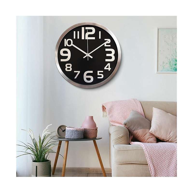 12 Inch Metal Modern Wall Clock Battery Operated Wall Clock Decoration for Bedroom, Office, Kitchen