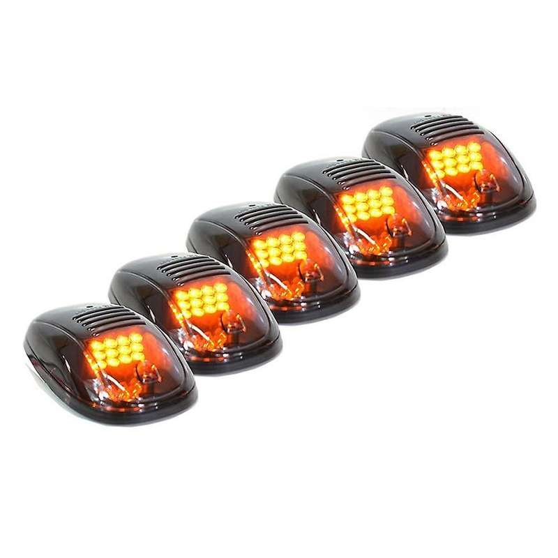 12 LED Yellow Cab Roof Top Marker Running Clearance Light for Ram Trucks SUV POV Pickup, Black 5 PCS