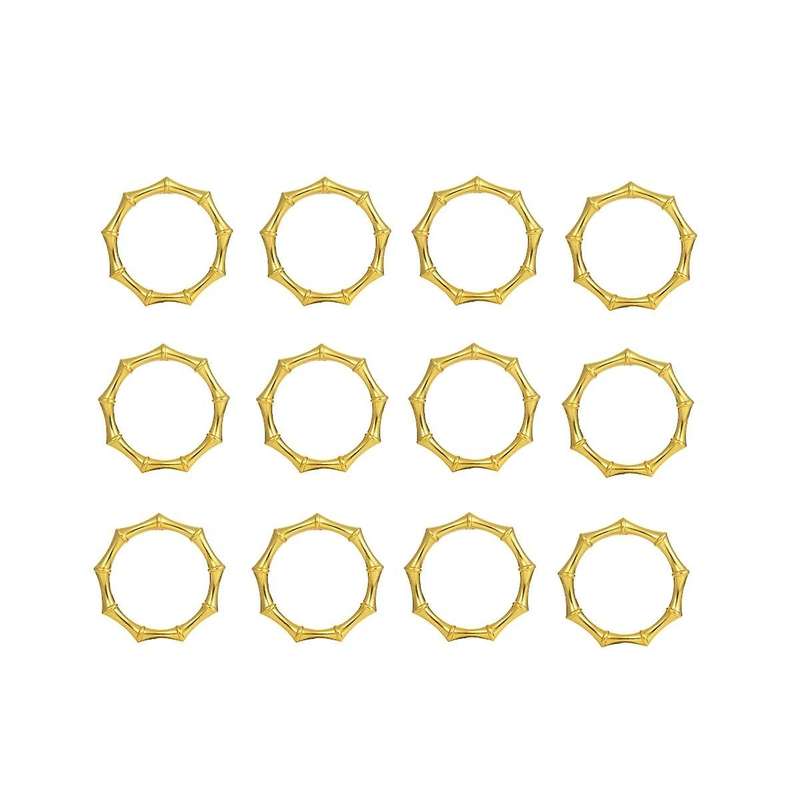 12 Napkin Rings Bamboo Knuckles Style Gold Napkin Holder Ring for Table Decoration, Wedding, Party,