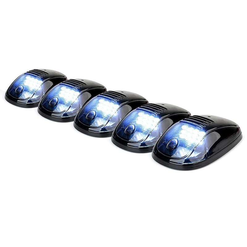 12 LED White Cab Roof Top Marker Running Clearance Light for Ram Trucks SUV POV Pickup, Black 5 PCS