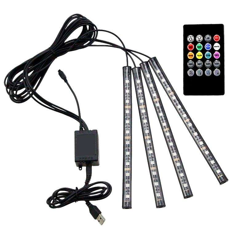 12 Led Car Foot Lamp Ambient Lamp with Usb/Wireless Remote/Music Control/Multiple Modes Automotive I