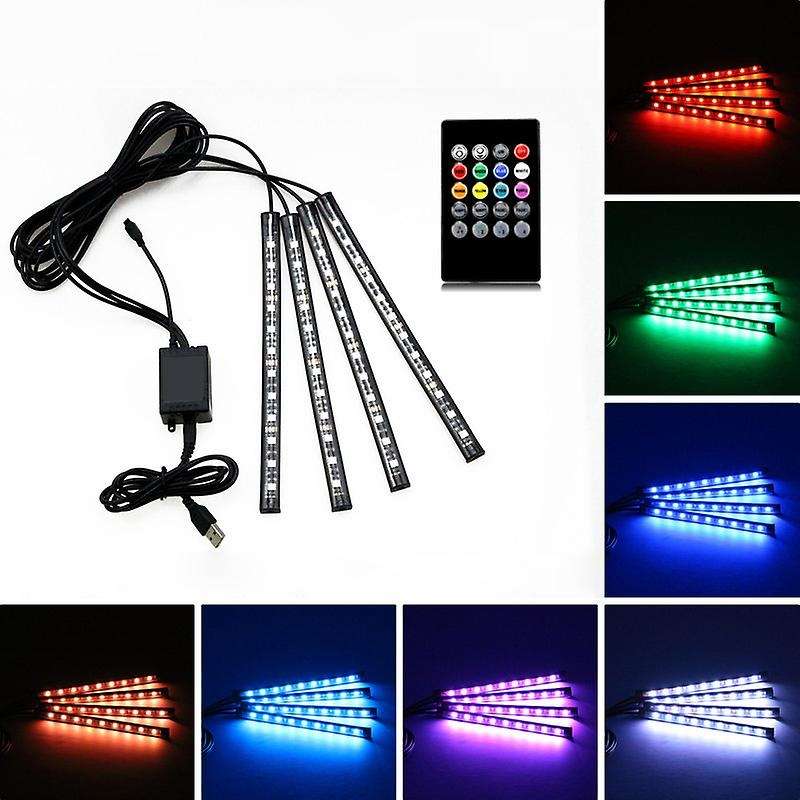 12 Led Car Foot Lamp Ambient Lamp with Usb/Wireless Remote/Music Control/Multiple Modes Automotive I