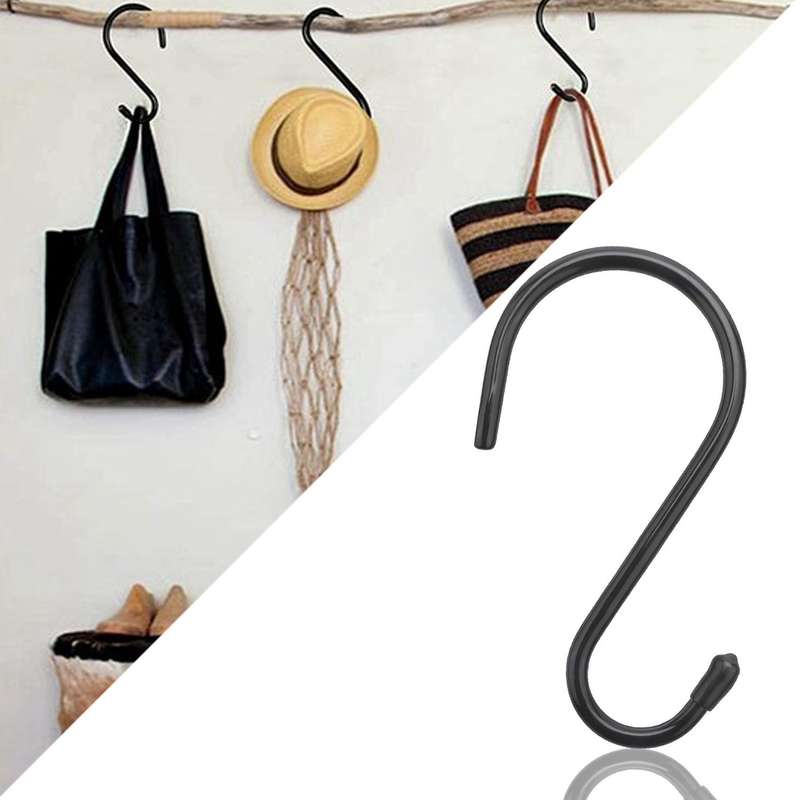12 Pack 6 Inch Heavy Duty S Hooks for Hanging, Non Slip Rubber Coated S Hooks,Steel Metal Hooks for