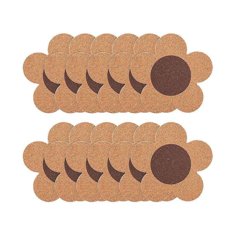 12 Pack 3/8 inch Thick Cork Coasters, 4 Inch Flower Shape Absorbent Natural Cup Coasters Heat Resis