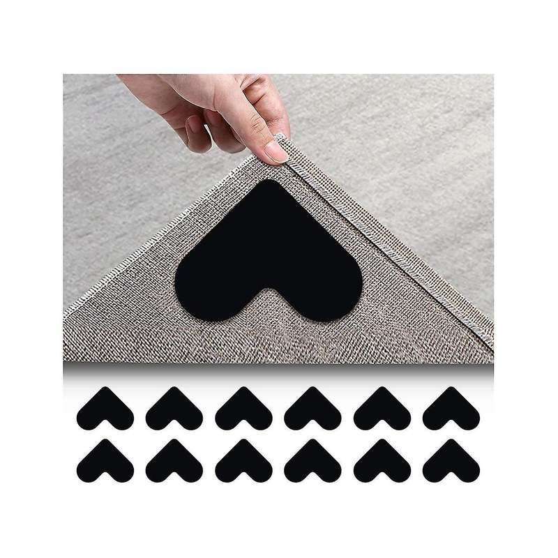 12 Pack , Double Sided Non- Rug Tape Stickers Washable Area Rug Pad Carpet Tape