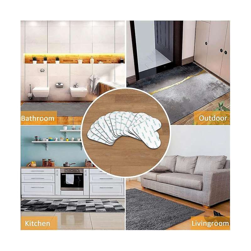 12 Pack , Double Sided Non- Rug Tape Stickers Washable Area Rug Pad Carpet Tape