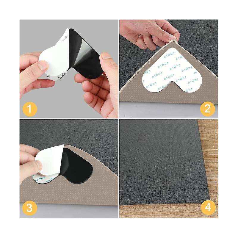 12 Pack , Double Sided Non- Rug Tape Stickers Washable Area Rug Pad Carpet Tape