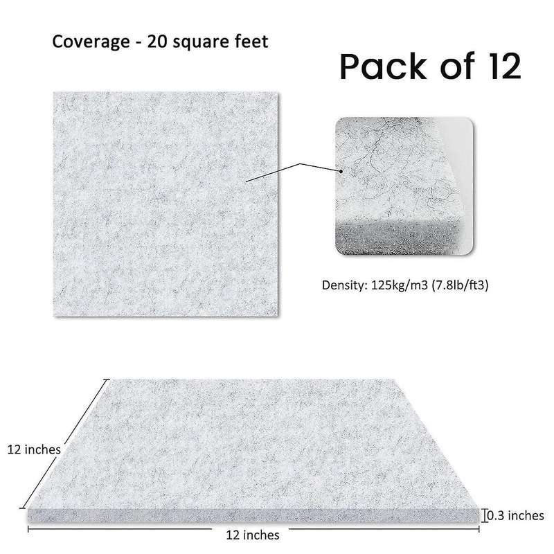 12 Pack Acoustic Panels ,12 X 12 X 0.3inch Wall and Ceiling Sound Absorbing Panels,for Home,recordin