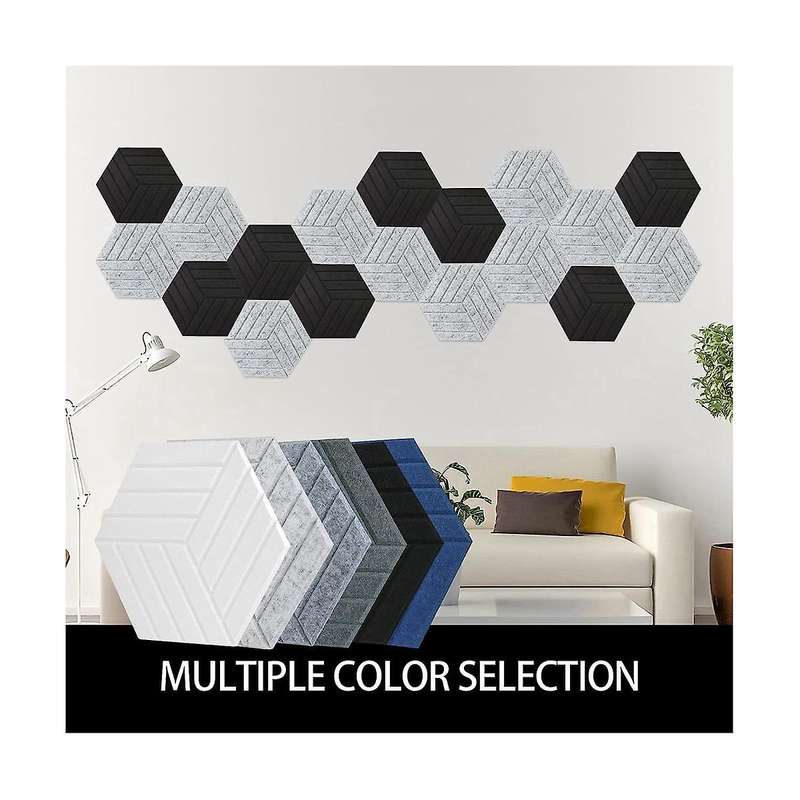 12 Pack Acoustic Panels Self-Adhesive Hexagon Acoustic Panels, Soundproof Wall Panels,Reducing Nois