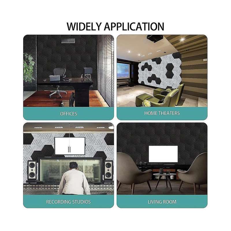 12 Pack Acoustic Panels Self-Adhesive Hexagon Acoustic Panels, Soundproof Wall Panels,Reducing Nois