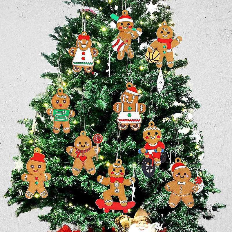 12 Pack Christmas Gingerbread Man Ornaments Sports Gingerbread Man Decorations for Christmas Tree Ha