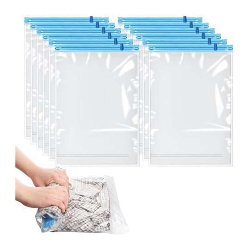 12 Pack Reusable Roll Up Compression Bags,35x50cm Medium Vacuum Storage Bags for Travel,saving Stora