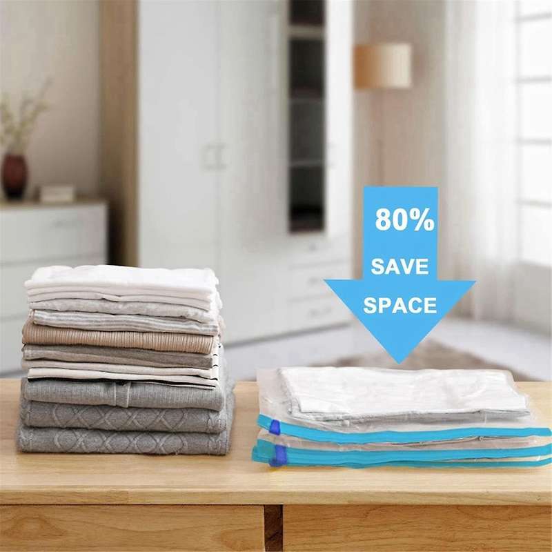 12 Pack Reusable Roll Up Compression Bags,35x50cm Medium Vacuum Storage Bags for Travel,saving Stora