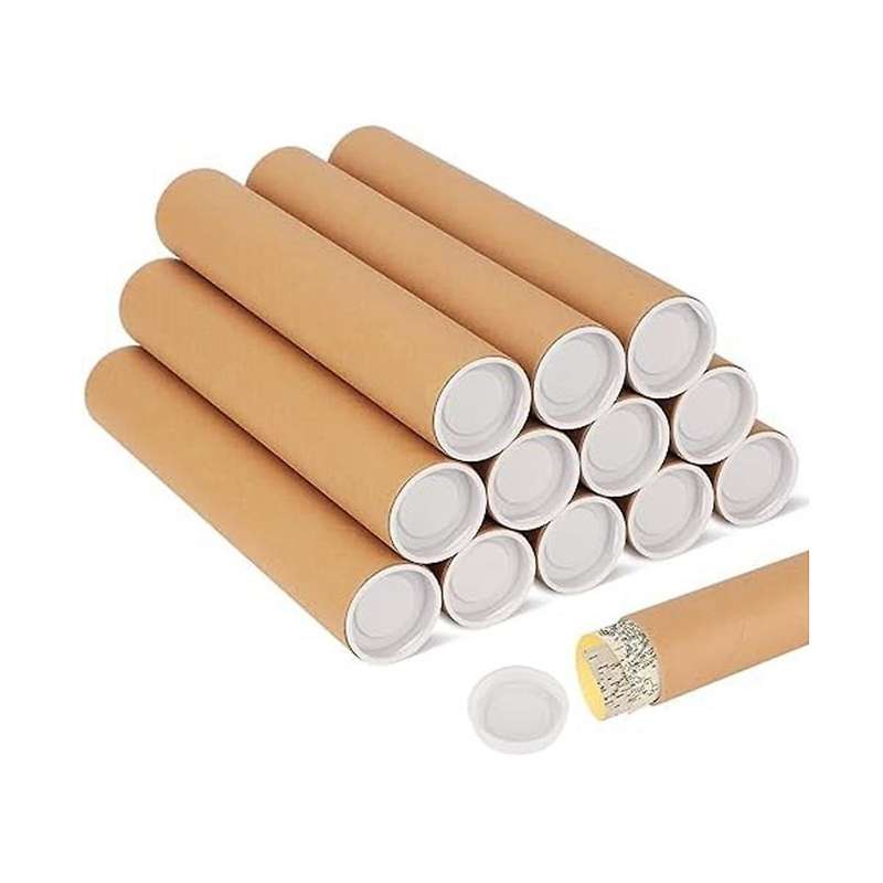 12 Pack Mailing Tubes with Caps for Packaging Posters, 2x12 Inch Cardboard Mailers Tube, Poster Tube