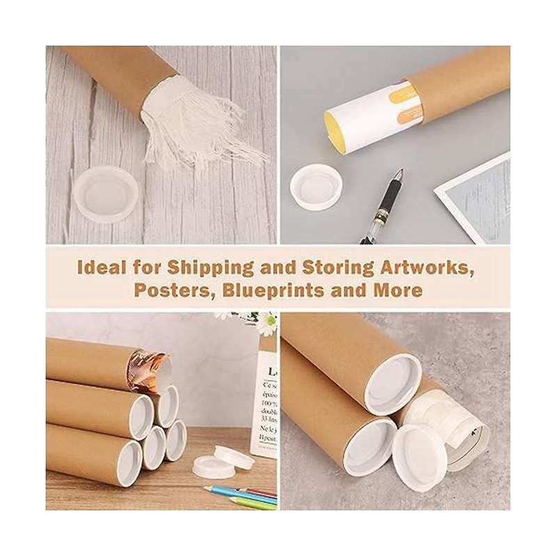 12 Pack Mailing Tubes with Caps for Packaging Posters, 2x12 Inch Cardboard Mailers Tube, Poster Tube
