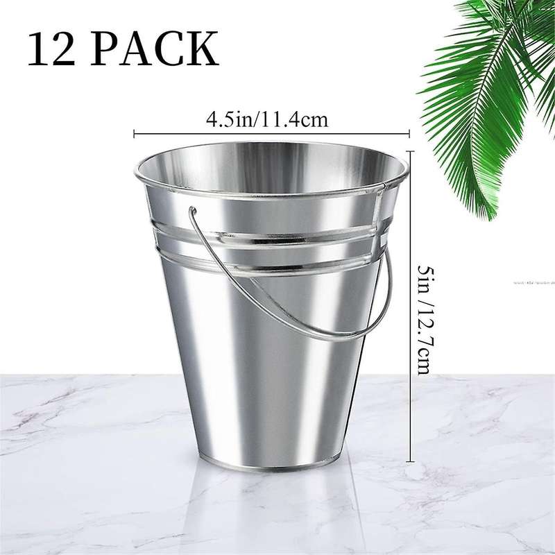 12 Pack Metal Buckets with Handle,Basket Bucket for Kids, Kids Party Supplies,Crafts for Candy Bars