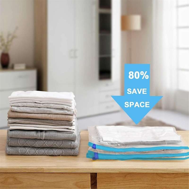 12 Pack Reusable Roll Up Compression Bags,40x60cm Medium Vacuum Storage Bags for Travel,saving Stora