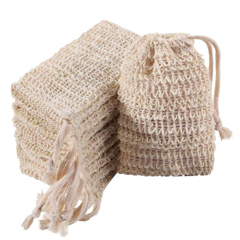 12 Pack Soap Exfoliating Bag Soap Saver Sisal Mesh Mesh Soap Saver Bags with Drawstring for Bath &