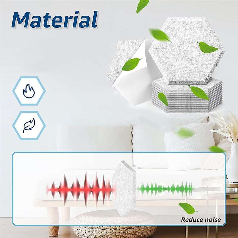 12 Pack Self Adhesive Acoustic Panels, 14 X 12 X 0.4inch Soundproof Panels, Hexagon Sound Absorbing