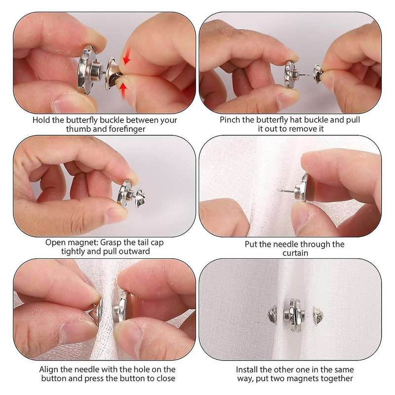 12 Pairs Curtain Magnets Closure, Shower Curtain Magnets Pins Curtain Fasteners Holdback Button for
