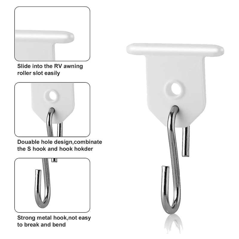 12 Pairs Rv Awning Light Holder, S Shaped Canopy Light Hooks for Outdoor Camping Tent Home Party