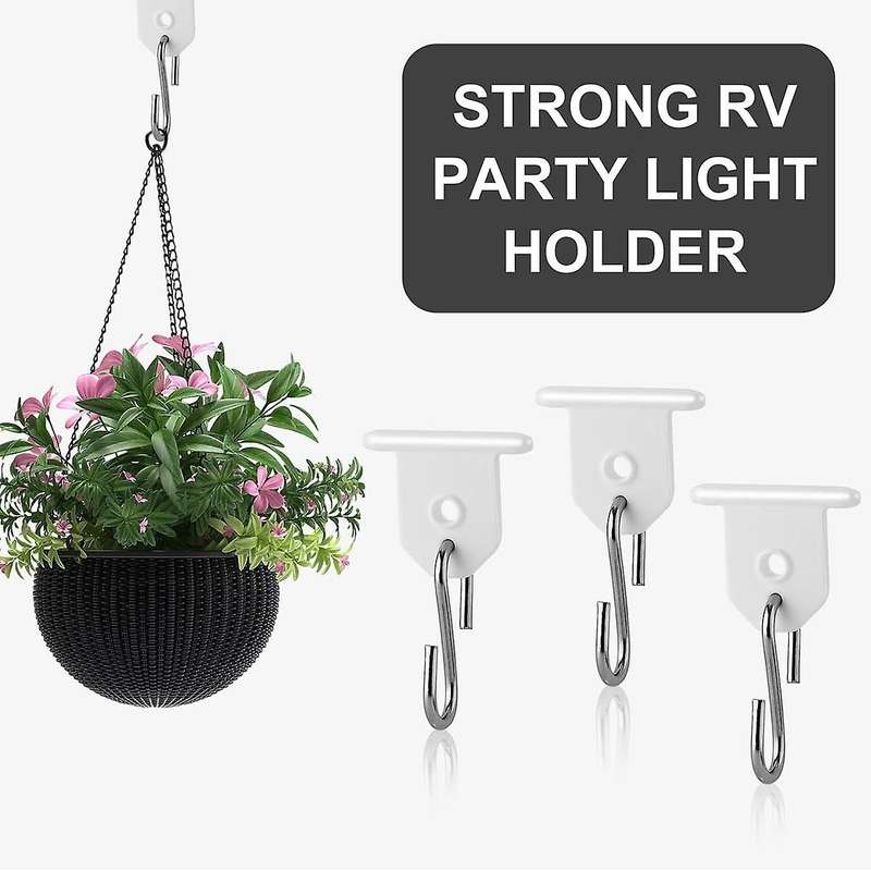 12 Pairs Rv Awning Light Holder, S Shaped Canopy Light Hooks for Outdoor Camping Tent Home Party