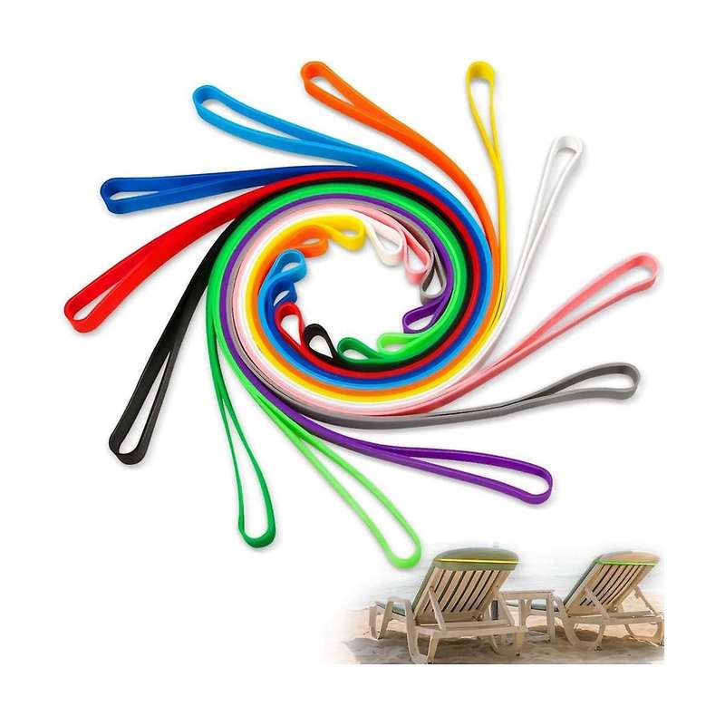 12 Pcs Beach Towel Bands,elastic Beach Towel Holder,chair Clips,multicolor Towel Bands for Beach Ch