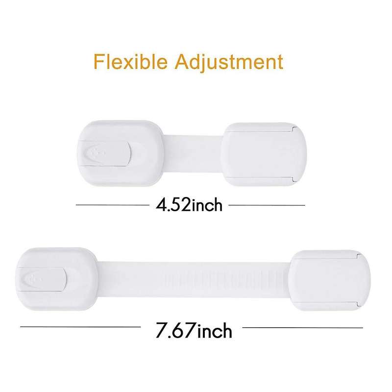 12 Pcs Cabinet Strap Locks Kids Proof Kit - Child Safety Drawer Cupboard Oven Refrigerator Adhesive