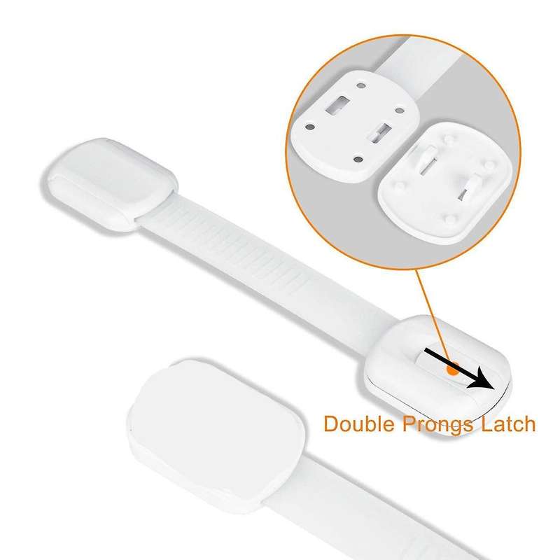 12 Pcs Cabinet Strap Locks Kids Proof Kit - Child Safety Drawer Cupboard Oven Refrigerator Adhesive